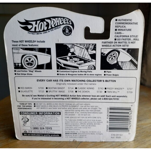 1994 Hot Wheels CLASSIC NOMAD Lime Green Vintage Collection 5743 Red Line Button - Picture 6 of 14